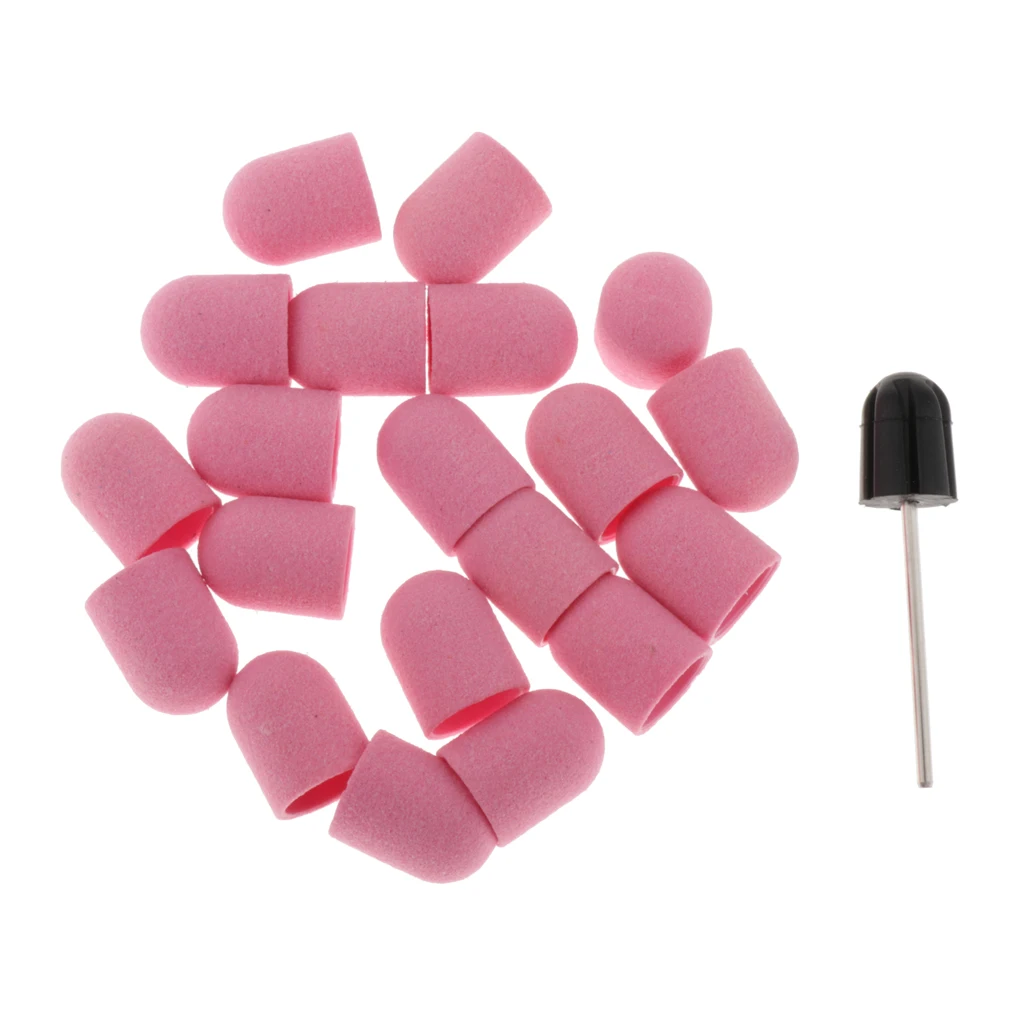 

20 Pieces Manicure DIY Nail File Sanding Caps Sanding Belts with Polishing