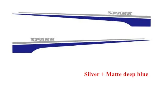 Silver-Matte blue 1 комплект гоночных спортивных полос для Chevrolet Spark 2011-19 авто дверь боковая юбка Декор наклейки автостайлинг кузова виниловые наклейки - Название цвета: Silver-Matte blue