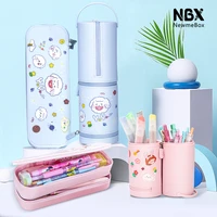 new multifunctional silicone pencil case double stationery bag cute hole decompression cartoon pencil box soft pen bags