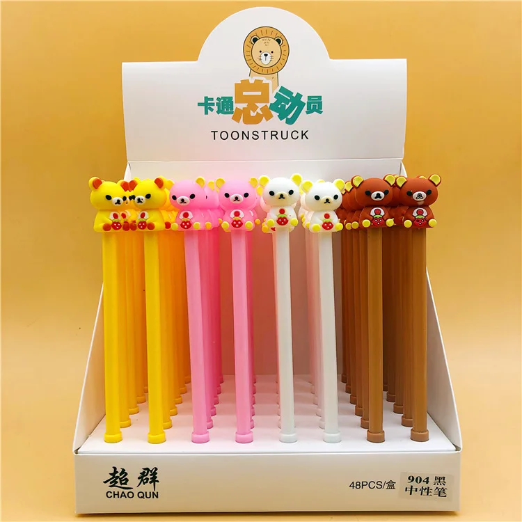 48 шт./лот каваи медведь гелевая ручка милые 0 5 мм черные чернила подпись Школа