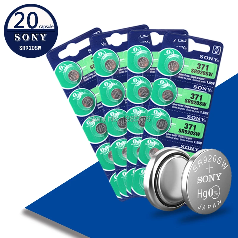 20 шт. для Sony Оригинал 371 SR920SW 920 LR920 AG6 LR69 171 1 55 V оксид серебра часы батарея Сделано в