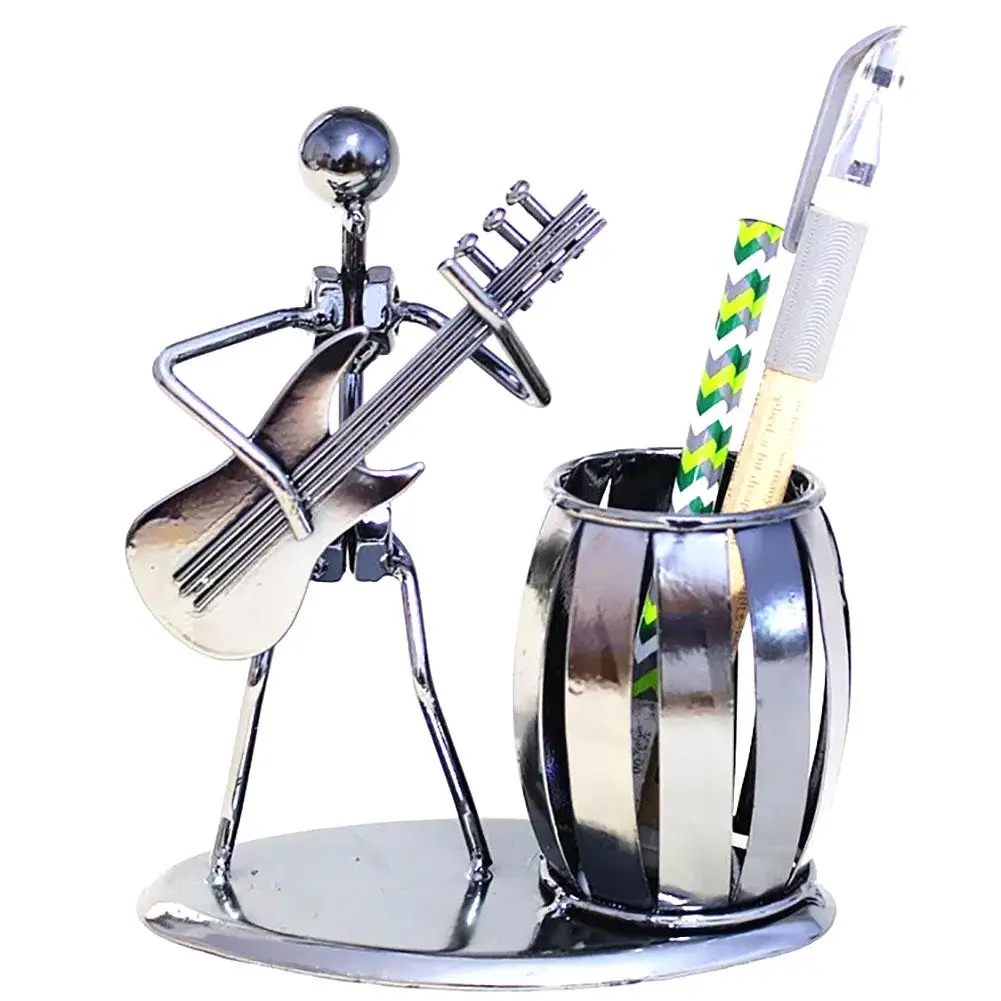 

Metal Wrought Iron Pen Holder Musician Electric Guitar Band Shaped Office Desk Decoration Creative Gifts for Boys And Girls