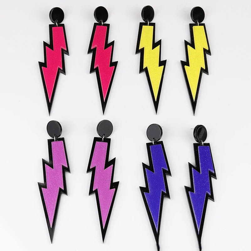 

Donarsei Fashion Acrylic Colorful Lightning Earrings For Women Exaggerated Flash Geometric Drop Dangle Earrings Party