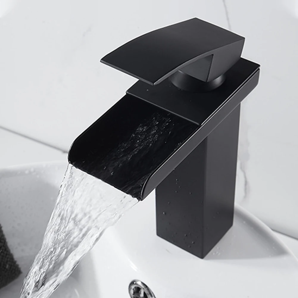 

Deck Mount Single Handle Commercial Bath Sink Waterfall Basin Faucet Short Tall Kitchen Bathroom Easy Install Stainless Steel