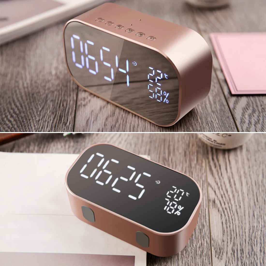 Светодиодный Будильник с FM-радио 1 шт. беспроводной Bluetooth-совместимый динамик