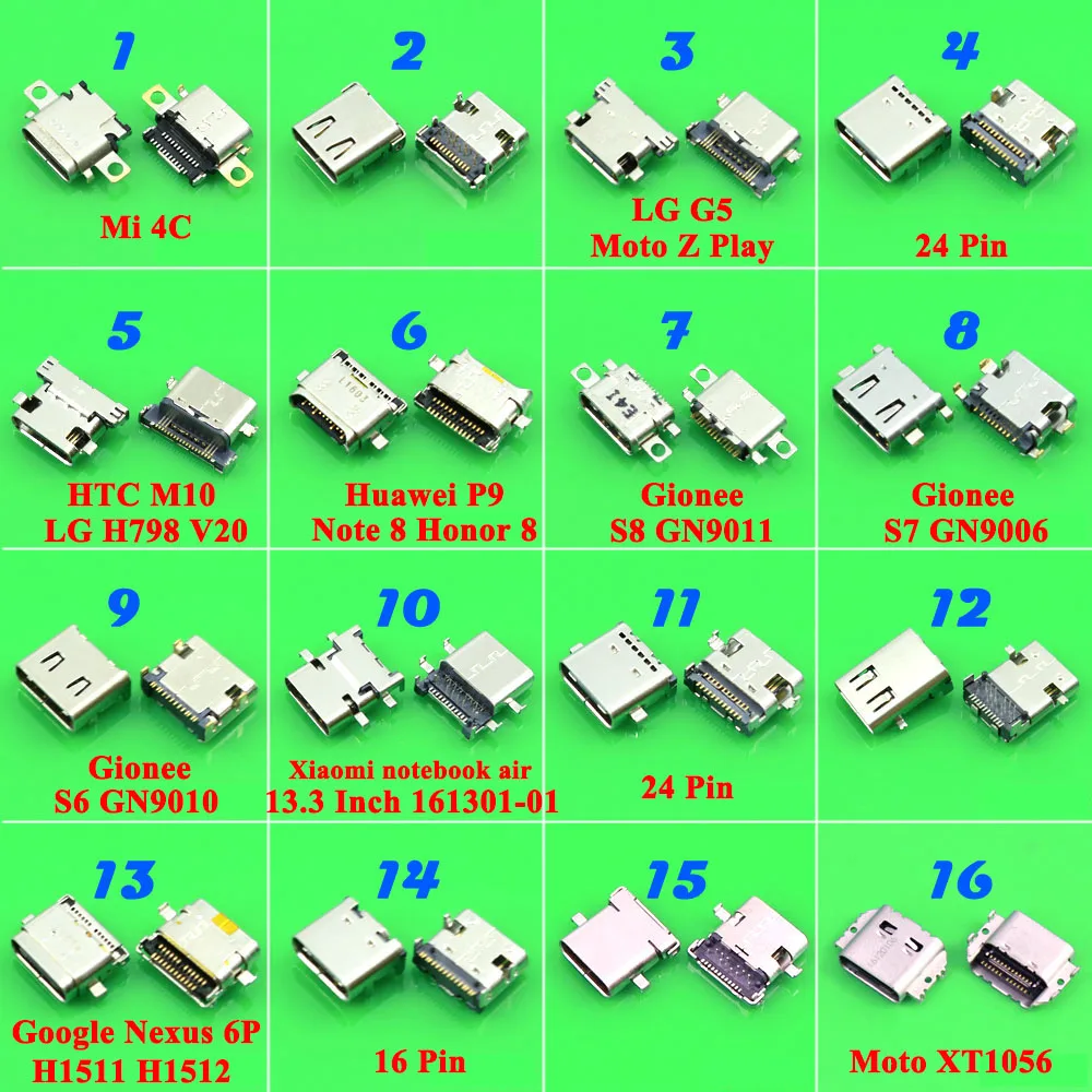 16P 3.1 Type-C Connector Female Socket for HUAWEI mobile power Xiaomi notebook air 13.3 161301 MOTO XT1056 LG usb charging port