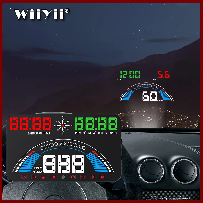 5 8 &quotстайлинга автомобилей S7 HUD GPS Спидометр OBD2 автомобильный коллиматорный