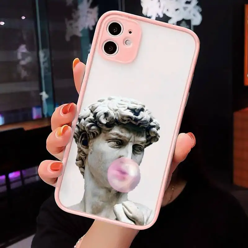 

Cartoon Statue Abstract Art Phone Case Matte Transparent For iPhone 12 Mini 11 Pro XR XS Max 7 8 Plus