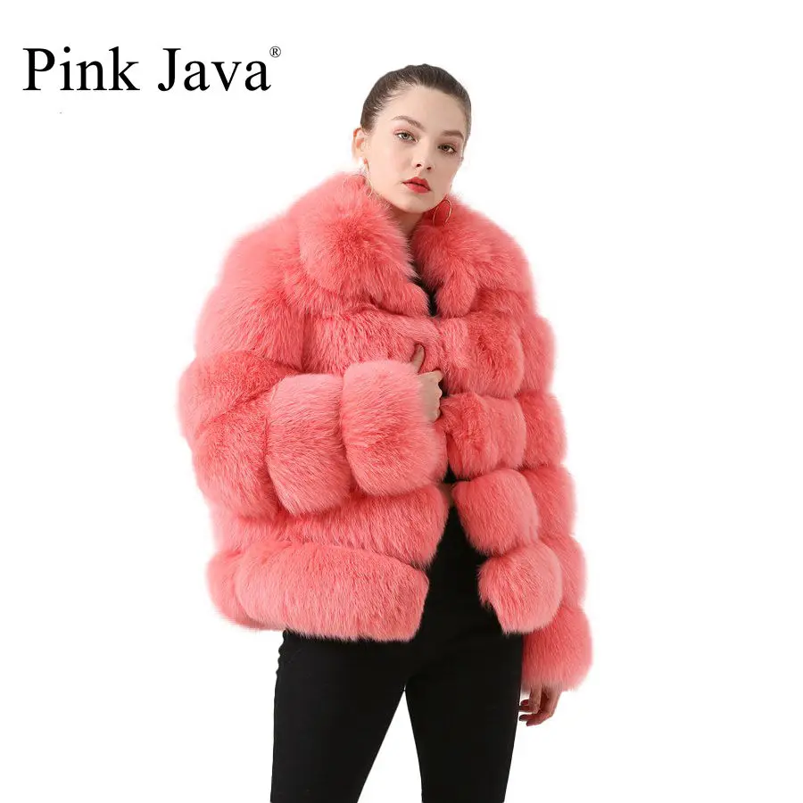 Розовый Java QC19031 Новое поступление шуба из натурального Лисьего меха женская