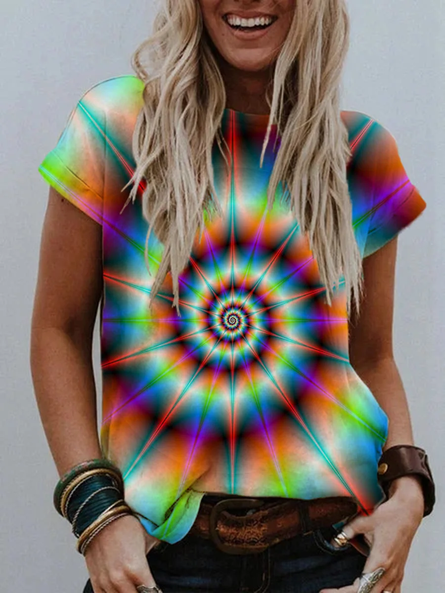 2021 women's new fashion printing series T-shirt