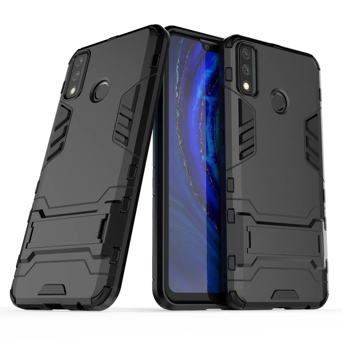luxury stand armor phone holder case for huawei y8s hybrid tpuhard pc shockproof back cover free global shipping