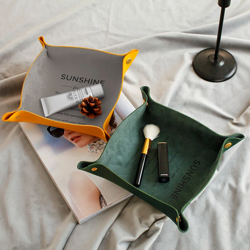 Настольная коробка для хранения из искусственной кожи органайзер макияжа