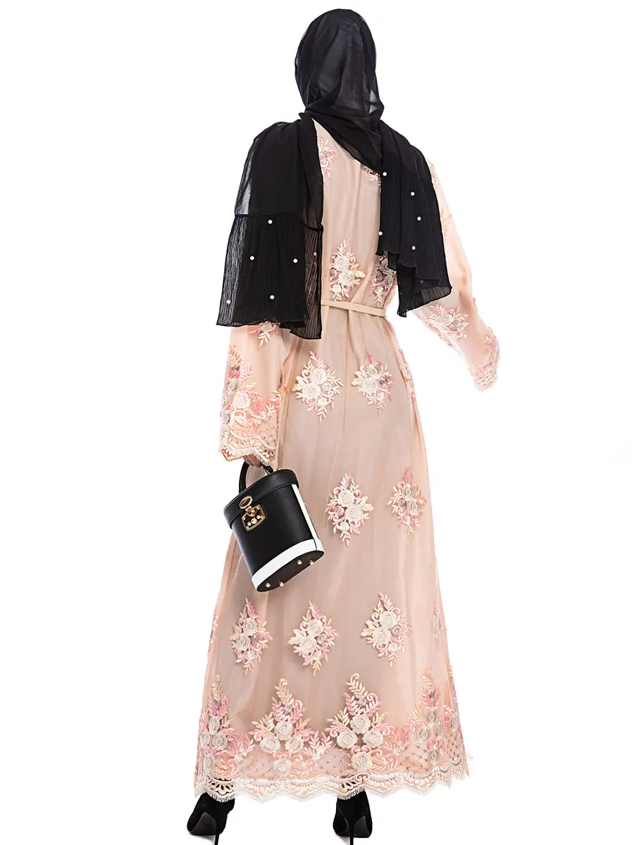 Abaya tтурецкая Марокканская лампа модная простая Caftan уличная с розовым принтом