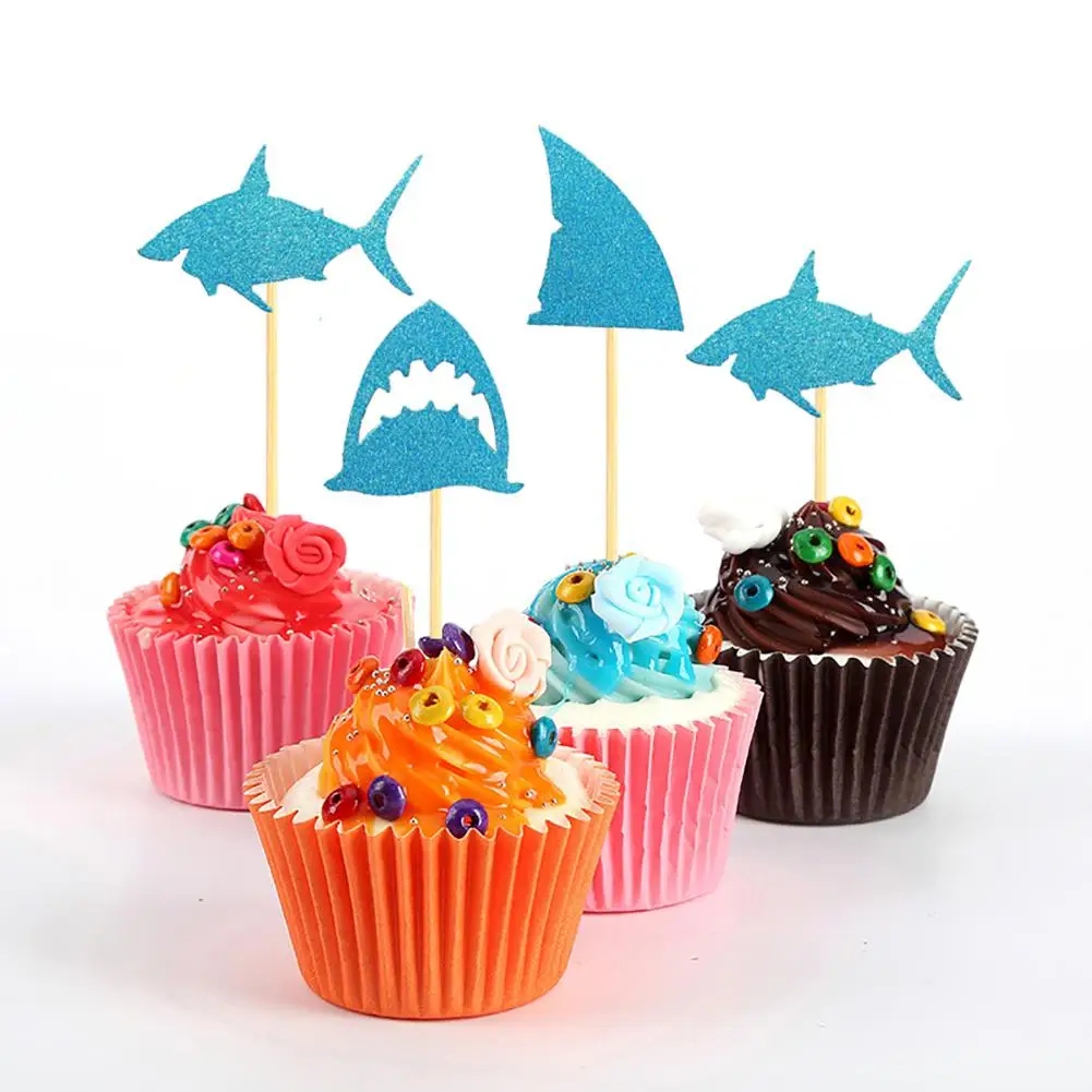 24 шт./компл. Горячая день рождения Акула Фигурное пирожное-Корзиночка вставить