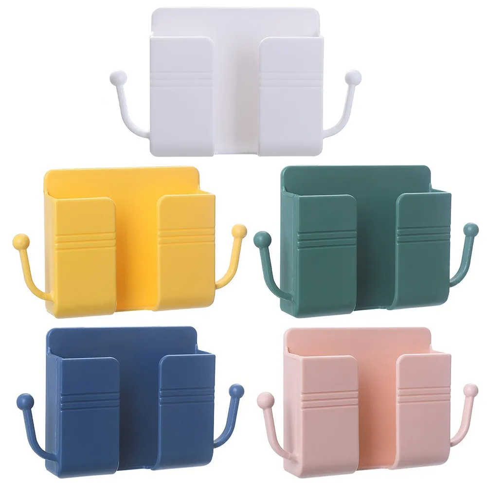 

Wall Mounted Organizer Storage Box Remote Control Mounted Mobile Phone Plug Wall Holder Charging Multifunction Holder Stand
