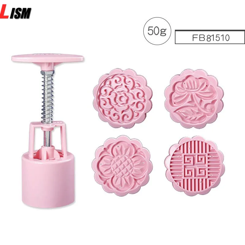 

Plastic Mooncake Mold 50g Cookie Cutter with Flower Stamp Chocolate Cake Mould Press Cookie Baking Tool Kitchen Gadget