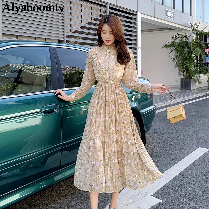 2021 новый корейский Стиль размера плюс Сезон весна-осень Женское платье