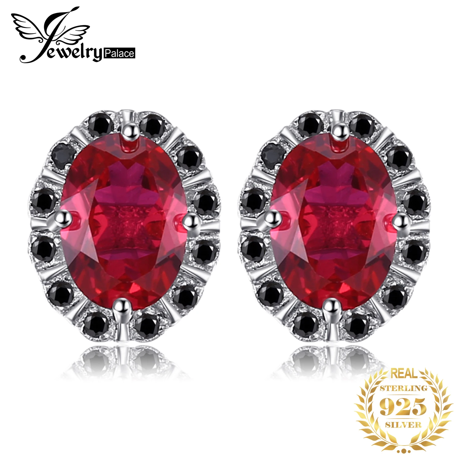 Jewelrypalace Винтаж 0.4ct круглый создан красный рубин проложить Серьги-гвоздики 925