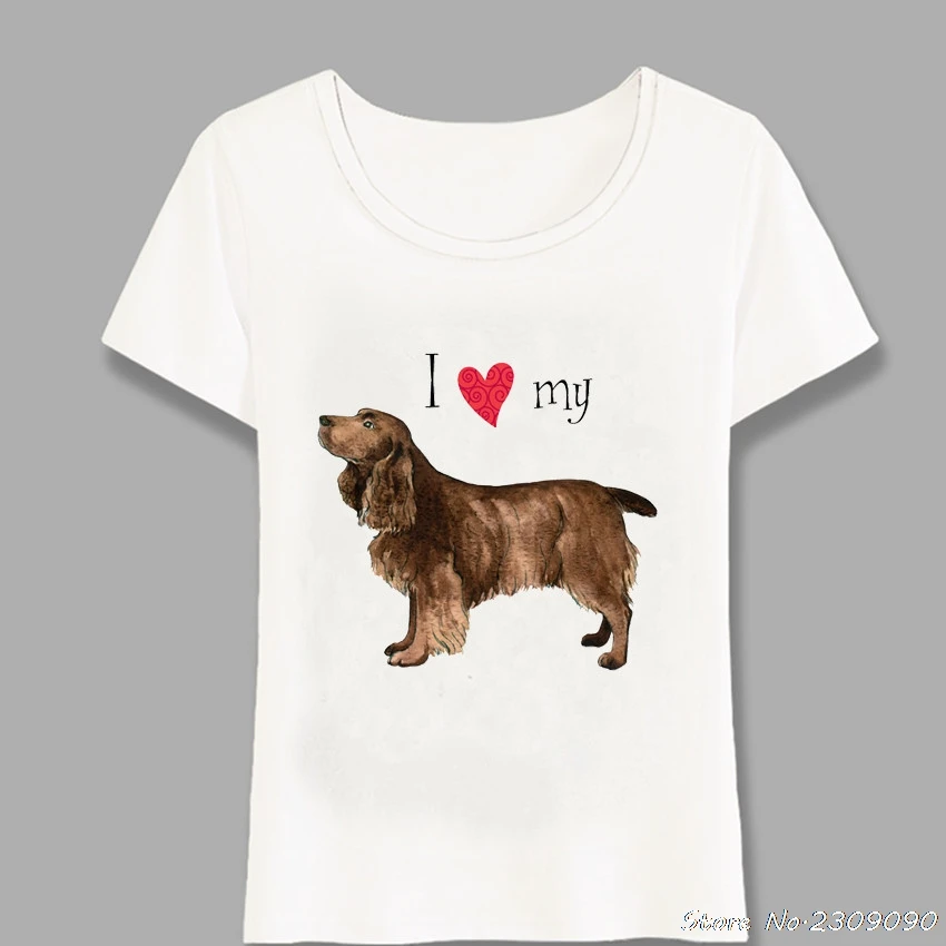 Футболка с надписью I Love My Field Spaniel Dog лето 2019 милая женская футболка Новые Топы