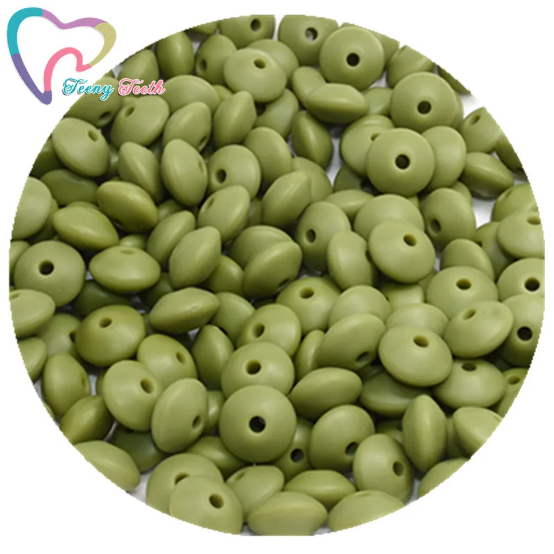 Army Green Teeny Teeth 20 шт. Силиконовые Прорезыватели для зубов Abacus бусины в форме чечевицы DIY цепочка для прорезывания зубов красочные чечевицы Силиконовые Прорезыватели блюдца свободные бусины - Цвет: Army Green