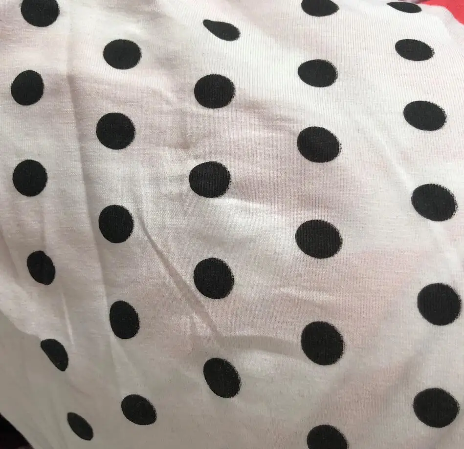 100*150 белая трикотажная Детская футболка в черный горошек с вышивкой сделай сам 95%