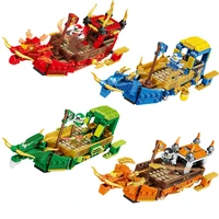 4 types pull back dragon boat ninja mini model figures building blocks kids toys bricks doll gift for children boys