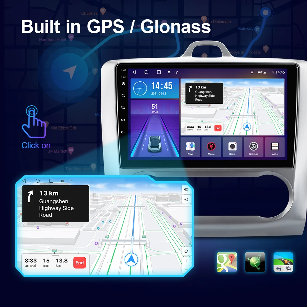 ebilaen android 10 0 multimedia car radio for ford focus 2 mk2 2004 2011 gps navigation video recoder 6g 128g rds qled camera 4g free global shipping