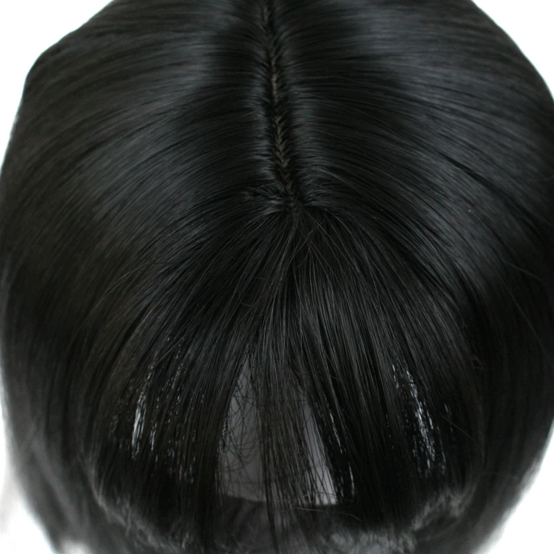 JOY&BEAUTY Topper Top Toupee Hairpiece 3 Clip In One Piece Hair Extension Synthetic Hair with Bangs for Women Heat Resistant