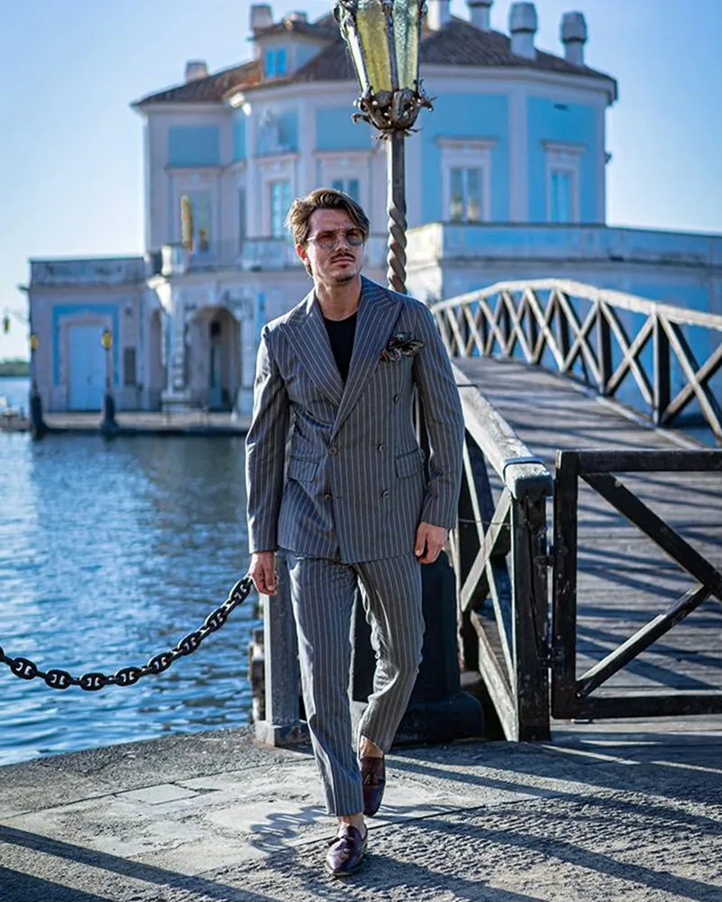 TPSAADE мужские костюмы смесь шерсти 2 шт. (куртка + брюки) остроконечные лацканы Terno