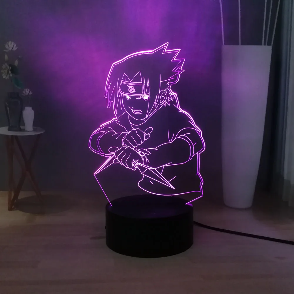 Наруто 3D настольная лампа Uzumaki USB пульт дистанционного управления светодиодный
