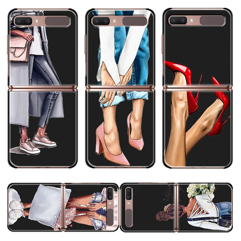 

Fashion Women For Samsung Galaxy Z Flip 3 5G Black Fashion Mobile Hard Shell Shockproof Fundas Cover Phone Case