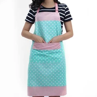 fashion women floral dot cooking kitchen restaurant bib apron with pocket oil proof waterproof chef kitchen cooking apron