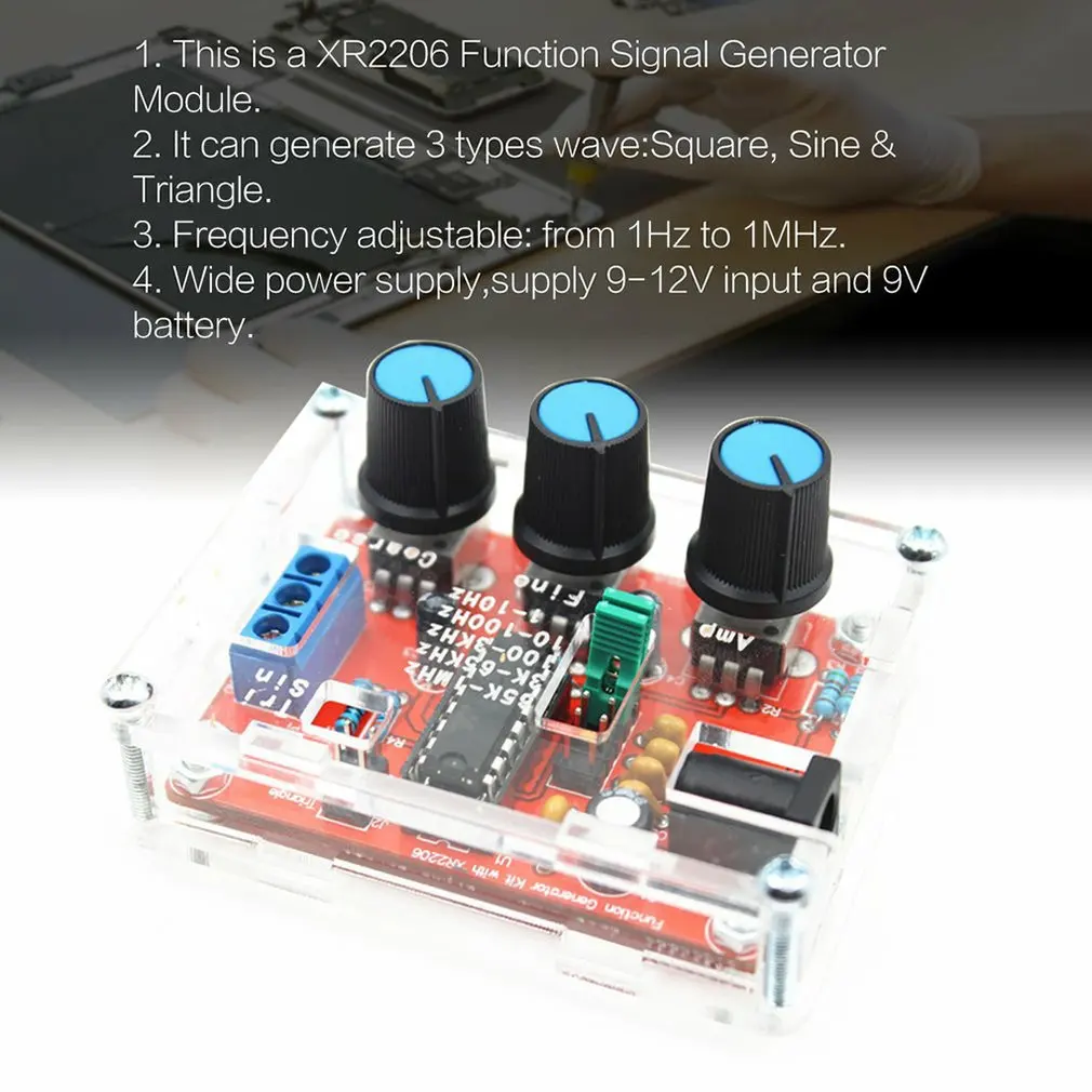 

XR2206 Function Signal Generator DIY Kit Sine/Triangle/Square Output Signal Generator Adjustable Frequency Amplitude