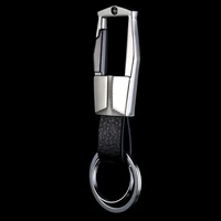 qoong high grade alloy genuine cow leather men keychain elegant business car key chain ring detachable key holder jewelry y07