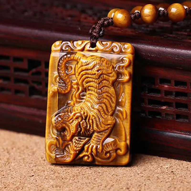 hot selling natural tiger eye stone pendant fashion boutique jewelry mens zodiac tiger jade brand necklace tiger eye stone pend free global shipping