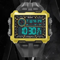 synoke big square digital mens watches military sports clock 50m waterproof led gold sliver watch electronic relojes hombre new