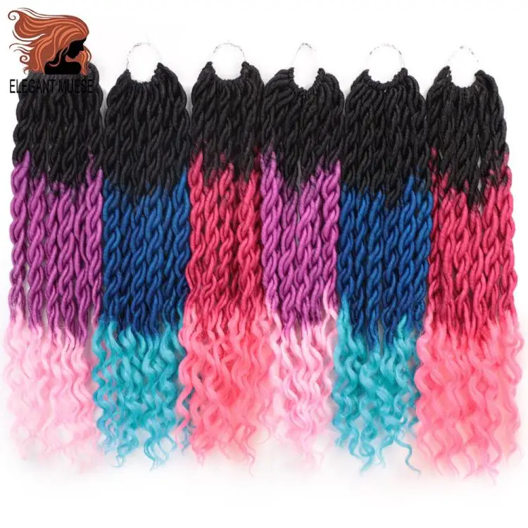 Элегантные Музы богемные вязанные косички Faux locs Curly вязанные волосы 18 дюймов 24 пряди Омбре косички для наращивания синтетические волосы