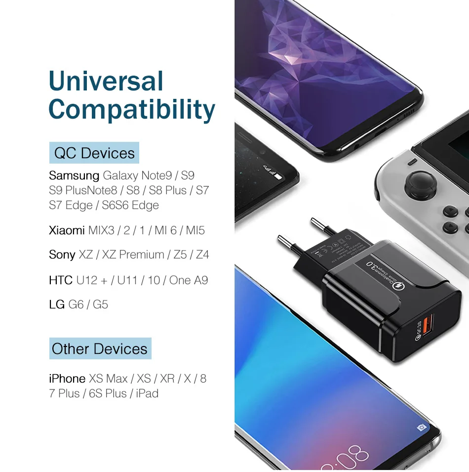 QC 3,0 4,0 USB зарядное устройство для Xiaomi samsung huawei QC3.0 быстрое зарядное устройство Turbo настенное зарядное устройство для мобильного телефона с микрокабелем type-c