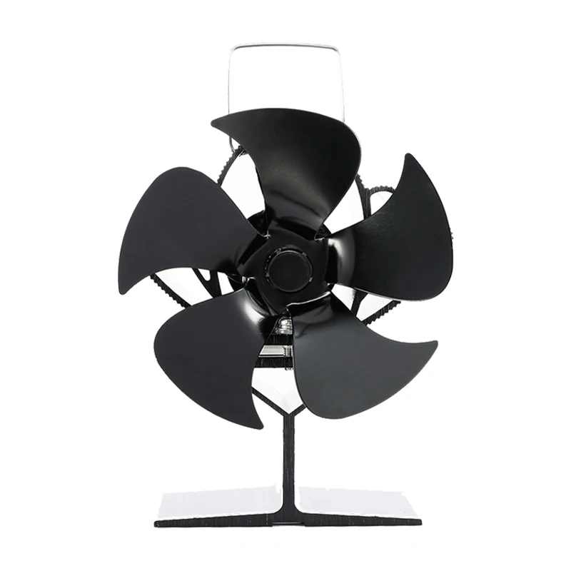 

Black Fireplace Fan 5 Leaf Hot Air Environment Friendly Quiet Indoor Circulation Strong Wind High Temperature Resistant Heater