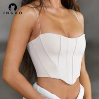 ingoo white backless fashion sexy corset crop tops vest sleeveless spaghetti strap tank top women black casual tube bustier 2021