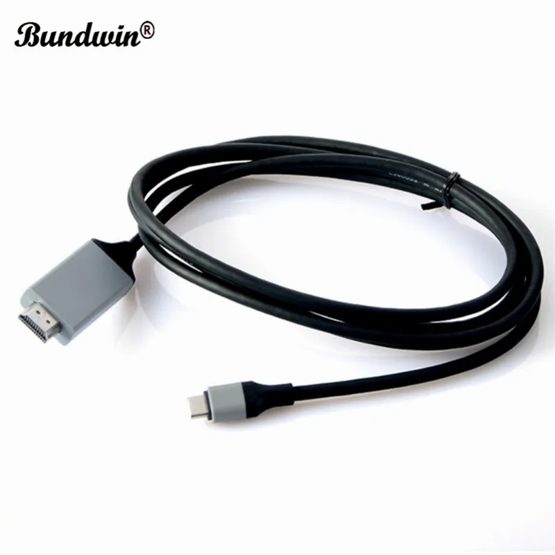 Bundwin Кабель с разъемом типа C USB 3 1 к совместимому HDMI кабель 4K 2 м USB-C HDTV конвертер