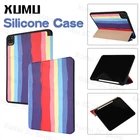 Xumu Магнитный силиконовый Радужный мягкий чехол для iPad 9 7 8 10,2 Pro 11 12,9 2020 2018 10,5 10,9 дюймов с гнездом для ручки защитный чехол