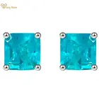 Серьги-гвоздики Wong Rain в винтажном стиле, серьги-гвоздики из серебра 100% пробы с турмалиновым камнем-талисманом, 925 пробы