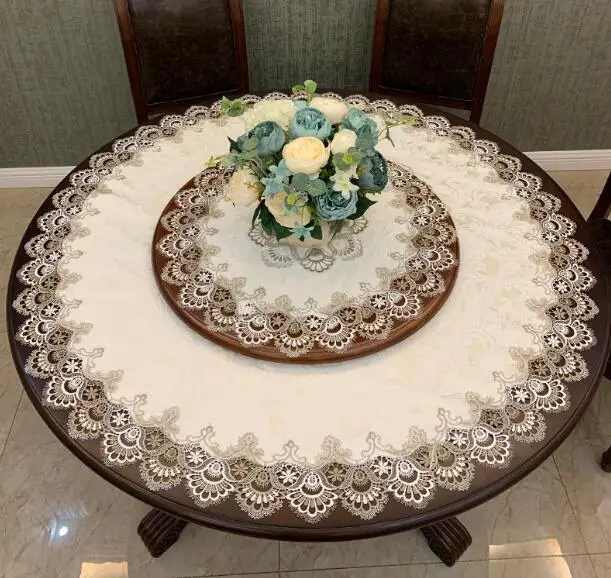 Европа 2 Цвета кружевные Сатиновые платья круглая скатерть с вышивкой обеденное