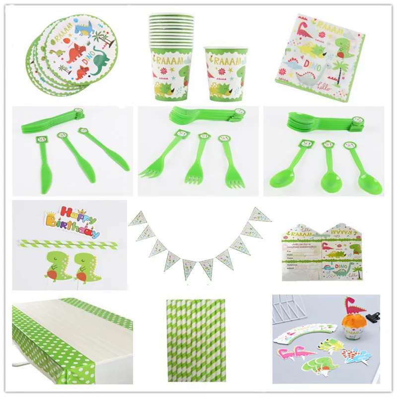 

Динозавр тематическая вечеринка на день рождения посуда чашки/тарелки/Флаг одноразовая посуда с днем рождения украшения для детского душа