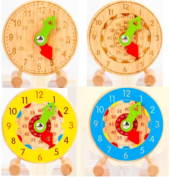 Детские деревянные часы Монтессори игрушки минуты секунды познания красочные