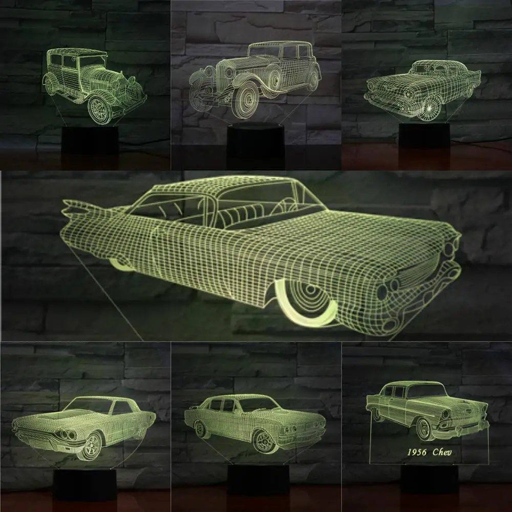 3D винтажная автомобильная лампа новинка сенсорный сенсор настольный Ночной