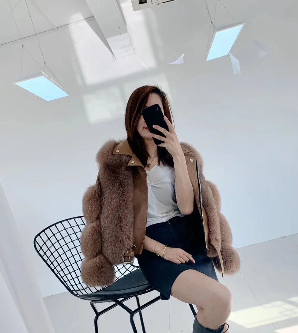 ZDFURS* Новое Поступление Женское зимнее плотное меховое пальто натуральный Лисий мех жилет высокое качество Лисий жилет меховой жилет