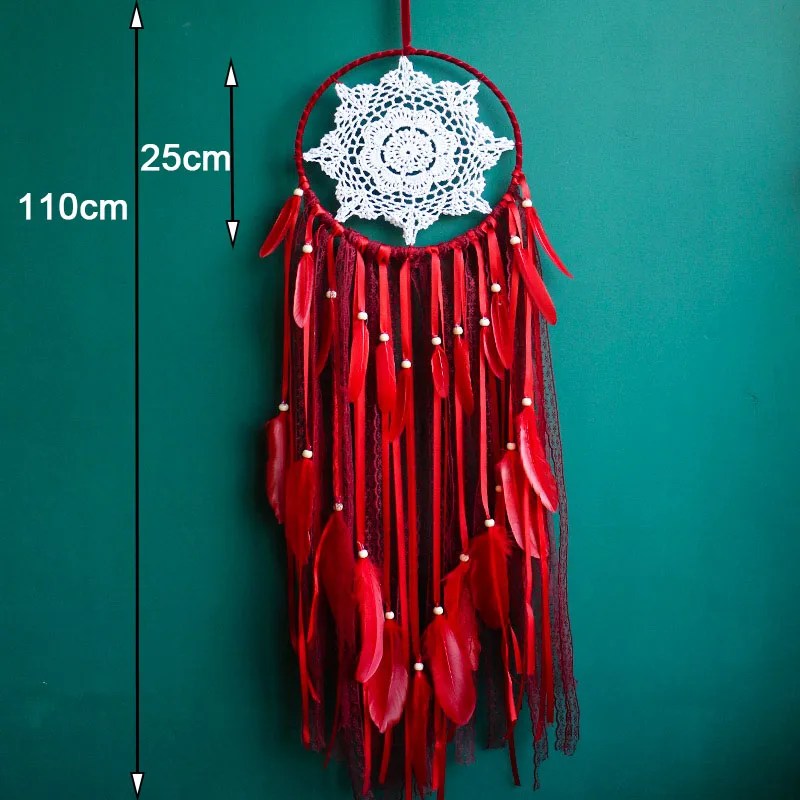 Большой Ловец снов ручной работы перья бусины ветряные колокольчики для