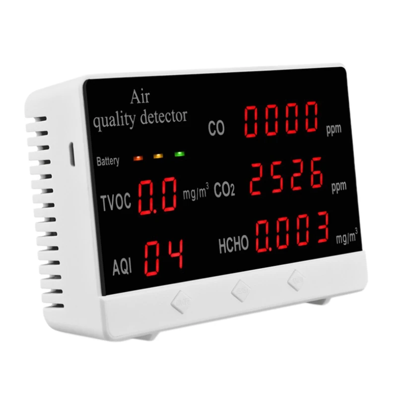 Монитор качества воздуха точный тестер для CO2 формальдегида (HCHO) TVOC PM2.5/PM10 в
